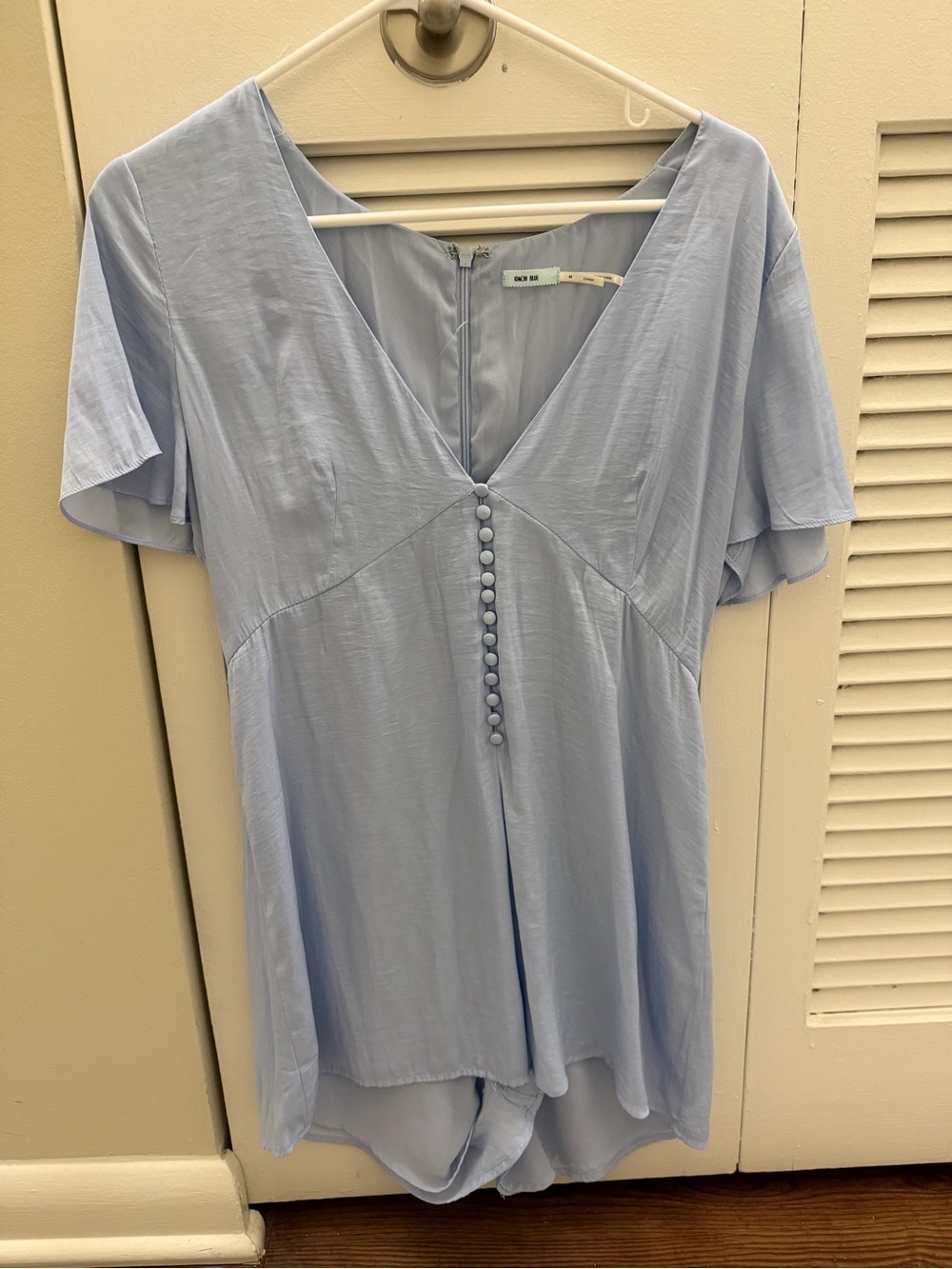 Kimchi Blue Light Blue V-Neck Button-Front Romper